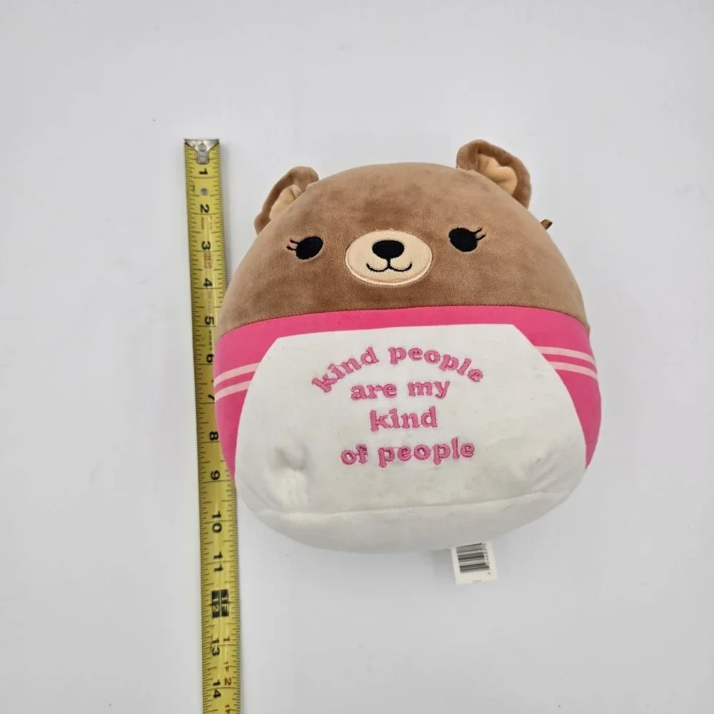 Original Squishmallow Plush Kellytoy Bear Quote Design Brown/Pink Good Condition - Picture 6 of 7